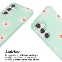 imoshion Coque design en silicone avec cordon Samsung Galaxy S24 - Green Flower Distance