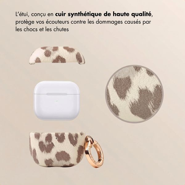 Selencia Coque Sabi motif panthère  Apple Airpods 4 - Soft Ivory