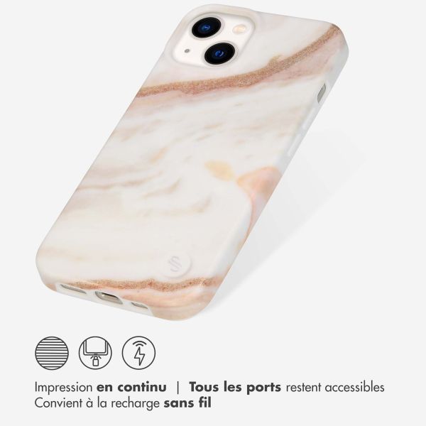 Selencia Aurora Coque Fashion iPhone 14 - ﻿Coque durable - 100 % recyclée - Marbre Blanc