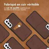 Accezz Coque en cuir de qualité supérieure avec fentes pour cartes Samsung Galaxy S22 Plus - Marron