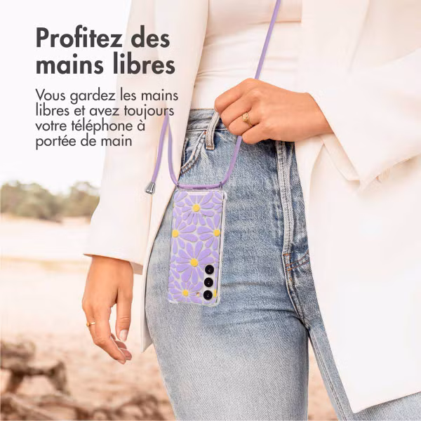 imoshion Coque Design avec cordon Samsung Galaxy S23 - Tropical Violet Flowers Connect