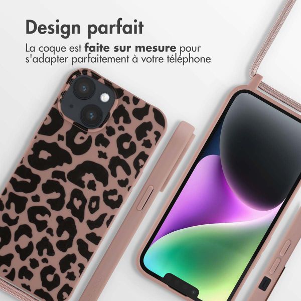 imoshion Coque design en silicone avec cordon iPhone 14 - Animal Pink