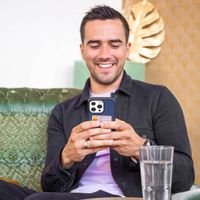 Accezz Coque en cuir de qualité supérieure avec fentes pour cartes Apple iPhone 14 Pro Max - Bleu foncé