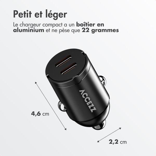 Accezz Chargeur de voiture | Chargeur rapide avec 2 ports - 2x USB-C 65 watts - Noir