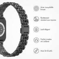 Selencia Bracelet en acier slim style Jubilee Apple Watch Series 1 t/m 9 / SE (38/40/41 mm) | Series 10 / 11 (42 mm) - Noir