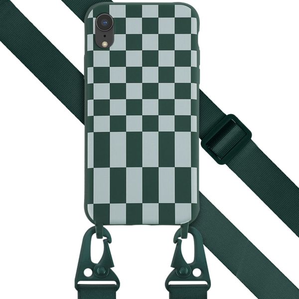 Selencia ﻿Coque design en silicone avec cordon amovible iPhone Xr - Irregular Check Green