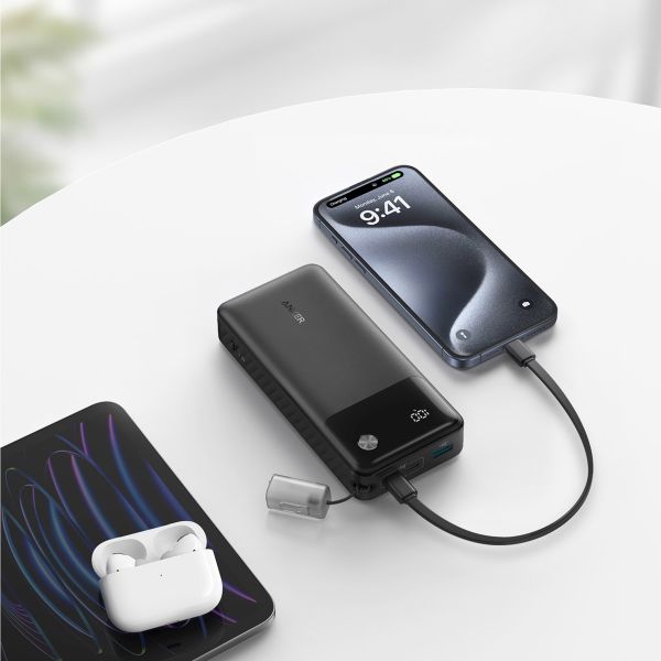 Anker Powerbank - 20.000 mAh - 30 Watts - USB-A + 2x USB-C - Noir