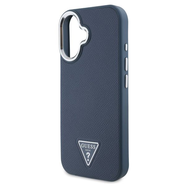 Guess Coque Grained Triangle MagSafe iPhone 16 - Blue