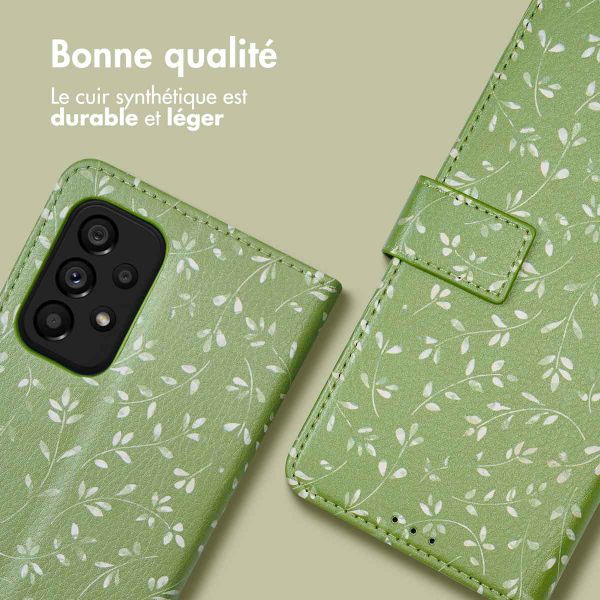 imoshion Étui de télephone portefeuille Design Samsung Galaxy A53 - Green Flowers