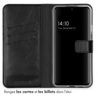 Selencia Étui portefeuille en cuir véritable Samsung Galaxy S22 Plus - Noir