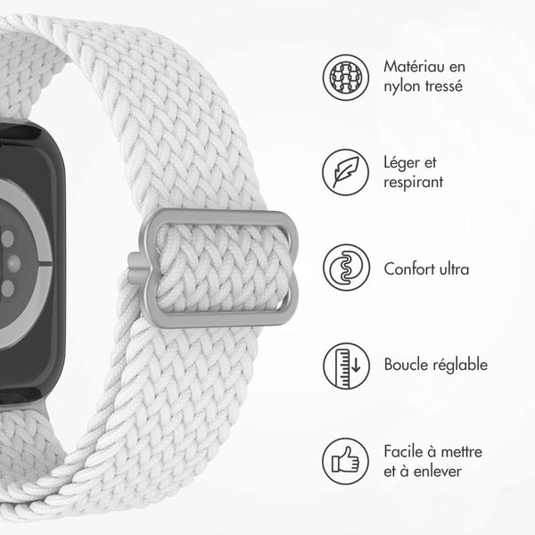 imoshion Bracelet tissé en nylon Apple Watch Series 1 á 11 / SE / Ultra (44/45/46/49 mm) - Blanc