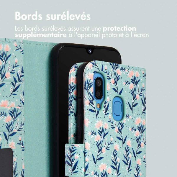 imoshion Étui de télephone portefeuille Design Samsung Galaxy A40 - Blue Flowers