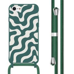 imoshion Coque design en silicone avec cordon Apple iPhone SE (2022 / 2020) / 8 / 7 - Petrol Green Groovy