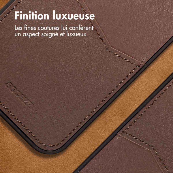 Accezz Coque en cuir de qualité supérieure avec fentes pour cartes Apple iPhone 13 Pro Max - Marron