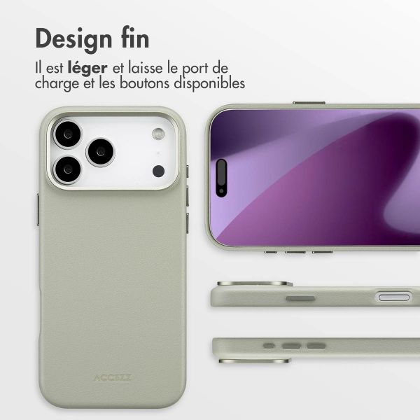 Accezz Coque arrière en cuir avec MagSafe Apple iPhone 17 Pro Max - Light Grey