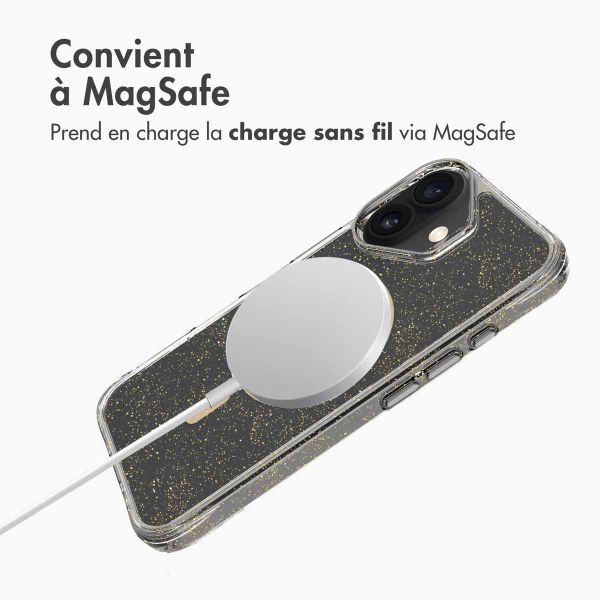 imoshion Coque arrière transparente Pailletée avec MagSafe Apple iPhone 16 - Doré