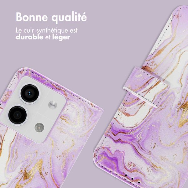imoshion Étui de télephone portefeuille Design Xiaomi Redmi Note 13 (5G) - Purple Marble
