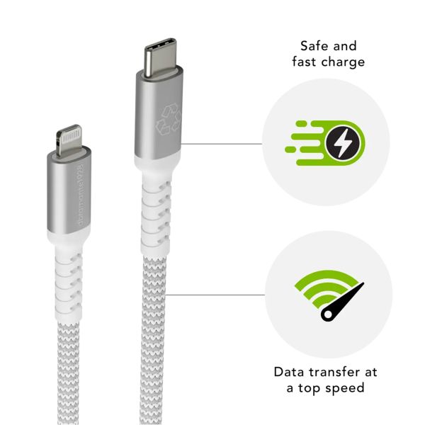 dbramante1928 re-charge - Câble de charge tressé - USB-C vers Lightning - 1,2 mètres - Blanc