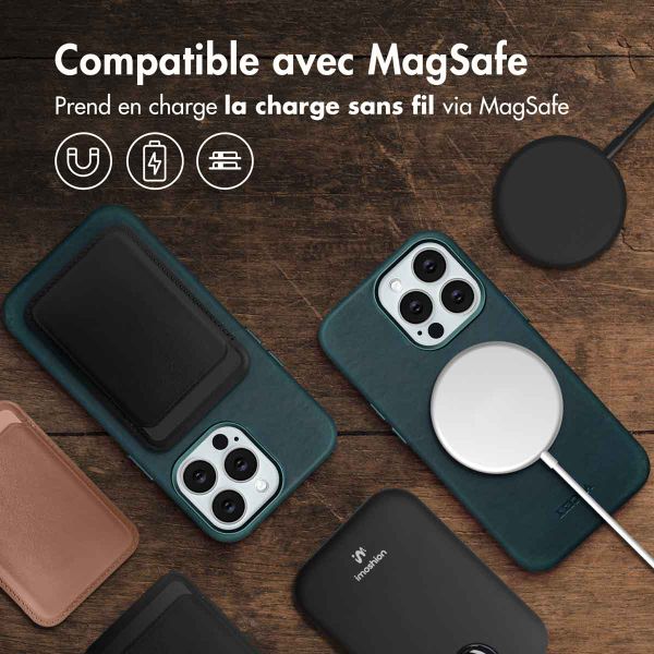 Accezz Coque MagSafe en cuir vintage Apple iPhone 13 Pro - Smokey Green
