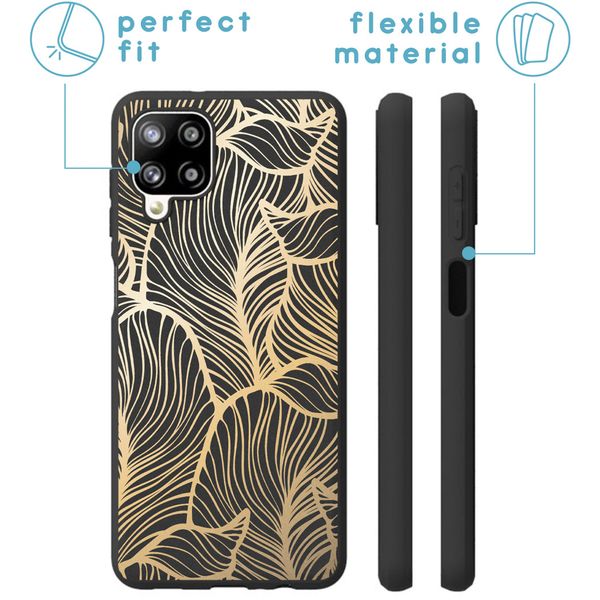 imoshion Coque Design Samsung Galaxy A12 - Feuilles / Noir