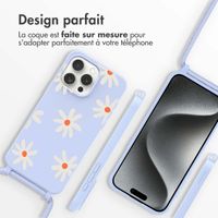 imoshion Coque design en silicone avec cordon Apple iPhone 15 Pro - Lila Flower Distance