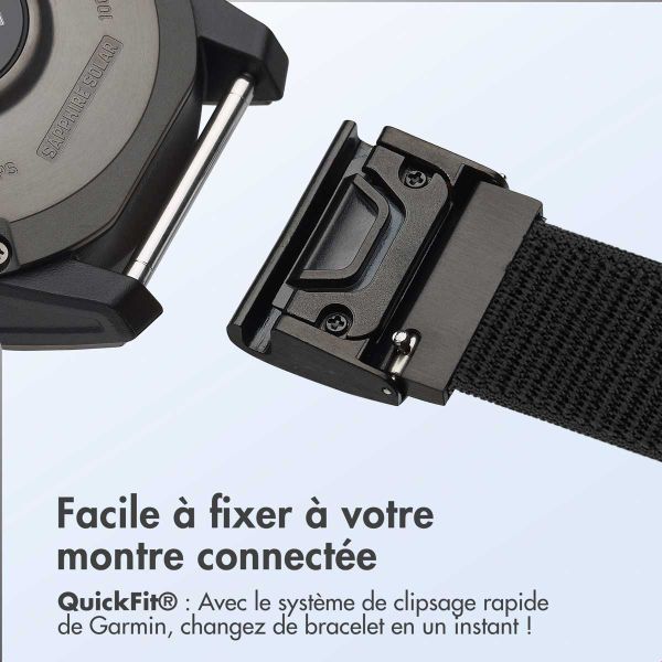 imoshion Bracelet QuickFit® en nylon  - Connexion Garmin 20 mm - Taille L/XL - Noir