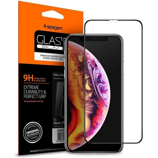 Spigen Protection d'écran en verre trempé GLAStR Apple iPhone Xs / X - Noir