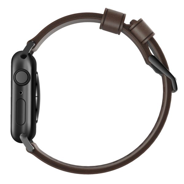 Nomad Bracelet en cuir moderne Apple Watch Series 1 á 9 / SE (38/40/41 mm) | Series 10 (42 mm) - Marron/Noir