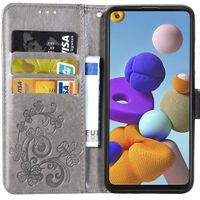 Etui de téléphone Fleurs de Trèfle Galaxy A21s - Gris