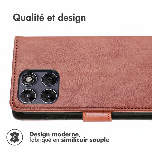 imoshion Étui de télephone portefeuille de luxe Motorola Moto G77 - Marron