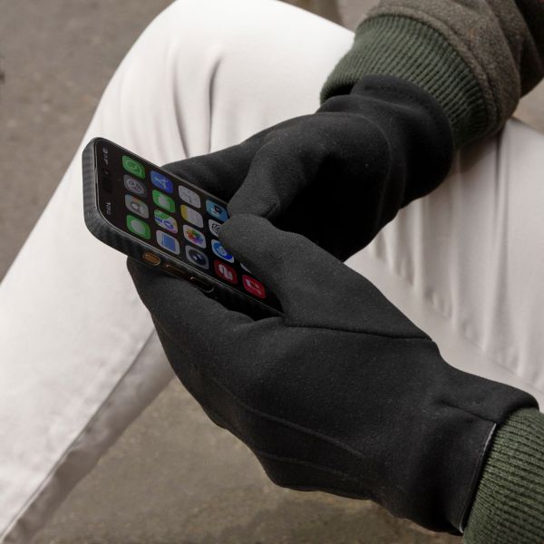 Selencia Gants Tactiles Effet Daim - Homme - Taille L - Noir