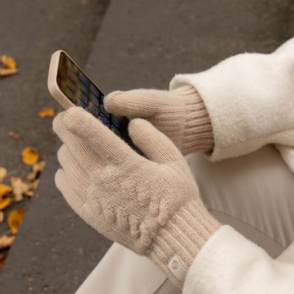 Selencia Gants Tactiles Effet Laine - Femme - Taille M - Beige