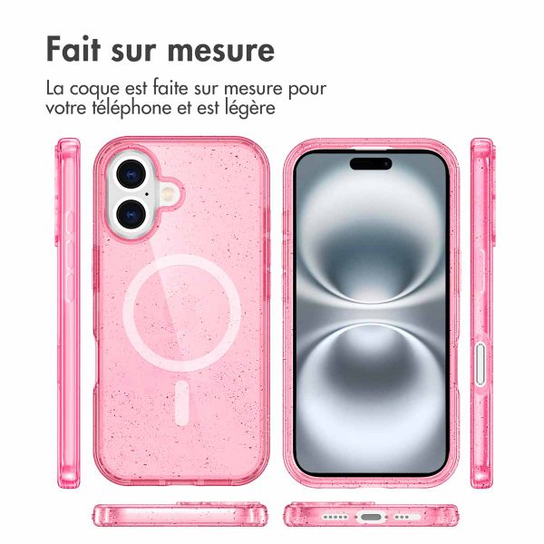 imoshion Coque Pailletée avec MagSafe Apple iPhone 16 - Paillettes Rose