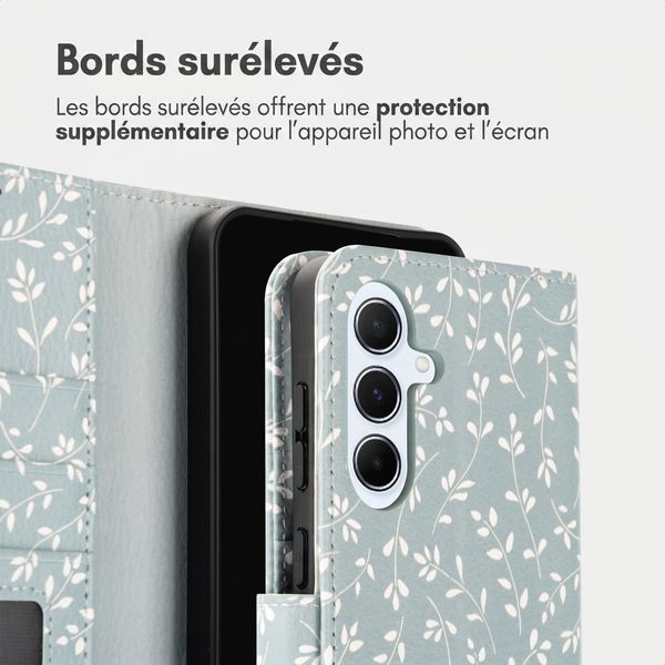 imoshion Étui de télephone portefeuille Design Samsung Galaxy A56 - Smoke Green Flowers