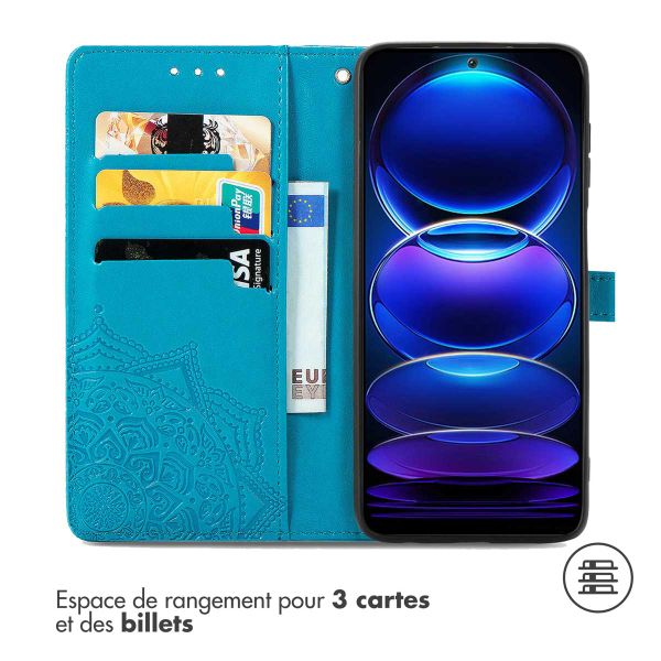 imoshion Etui de téléphone portefeuille Mandala Xiaomi Redmi Note 12 Pro Plus - Turquoise