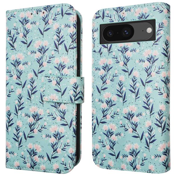 imoshion Étui de télephone portefeuille Design Google Pixel 8a - Blue Flowers