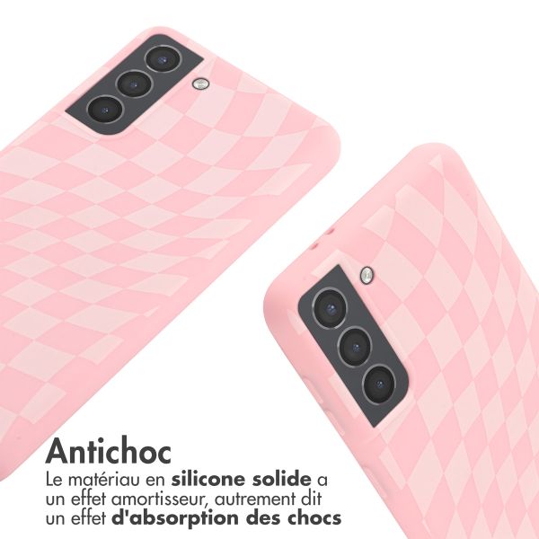 imoshion Coque design en silicone avec cordon Samsung Galaxy S21 - Retro Pink