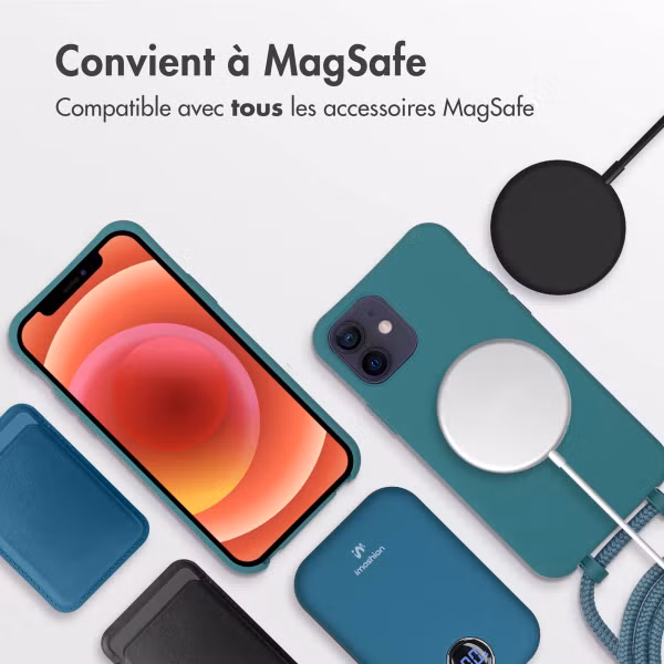 imoshion Coque arrière Color avec cordon amovible et MagSafe Apple iPhone 12 (Pro) - Vert foncé