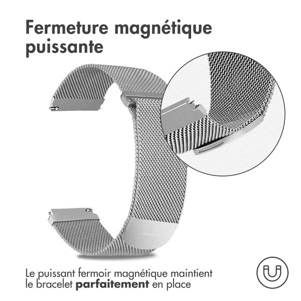 imoshion Bracelet magnétique milanais  - Connexion universelle 22 mm - Taille M - Argent