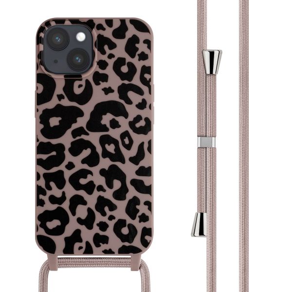 imoshion Coque design en silicone avec cordon iPhone 15 - Animal Pink