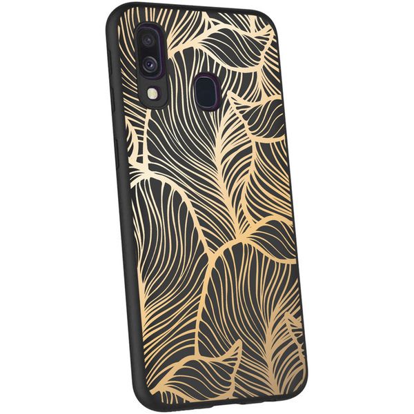 imoshion Coque Design Samsung Galaxy A40 - Feuilles / Noir