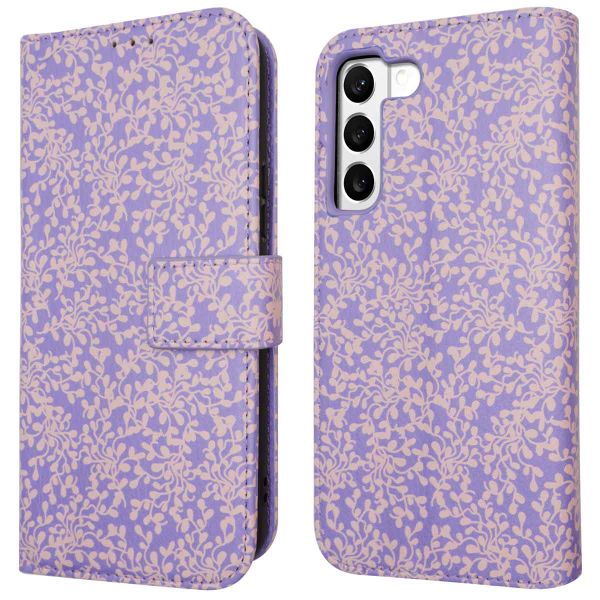 imoshion ﻿Étui de téléphone portefeuille Design Samsung Galaxy S22 - Purple White Flowers