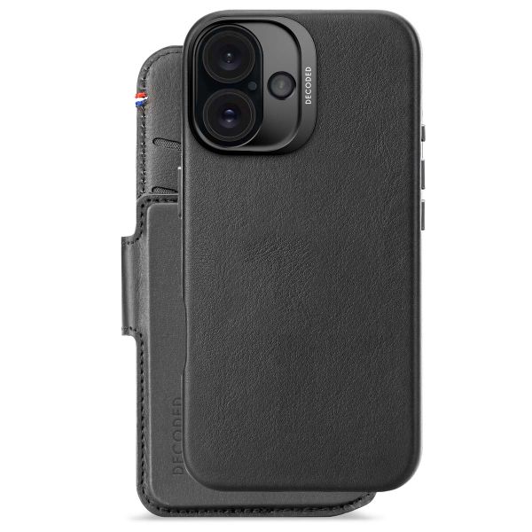 Decoded Portefeuille détachable 2 en 1 en cuir MagSafe Apple iPhone 16 - Noir