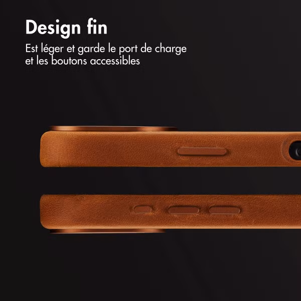 Accezz Coque MagSafe en cuir vintage Apple iPhone 16 - Tabacco Cognac