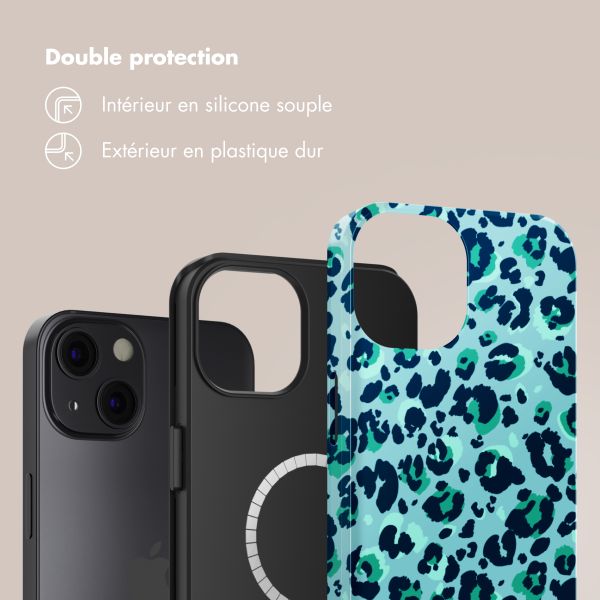 Selencia Coque arrière Vivid Tough avec MagSafe iPhone 13 - Wild Spots Light Blue