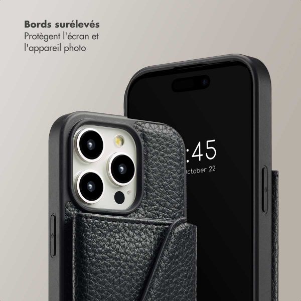 Selencia Coque à cordon avec porte-cartes enveloppe Sera iPhone 15 Pro - Noir