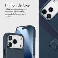 Accezz Étui de télephone portefeuille en cuir 2-en-1 avec MagSafe Apple iPhone 17 Pro - Nightfall Blue