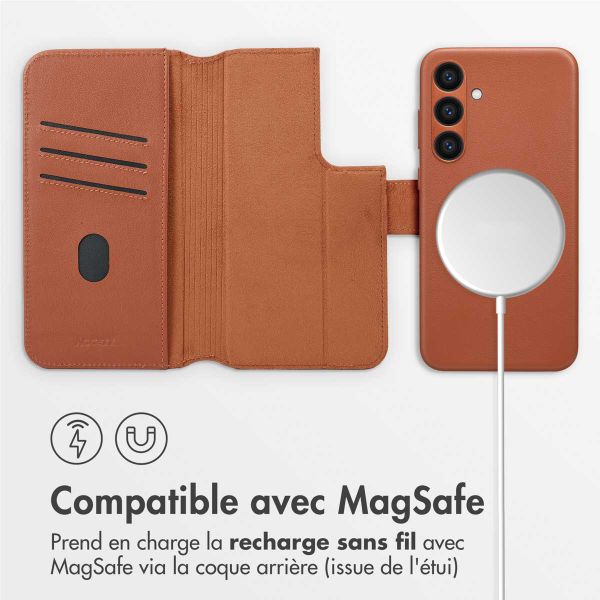 Accezz Étui de télephone portefeuille en cuir 2-en-1 avec MagSafe Samsung Galaxy S23 FE - Sienna Brown