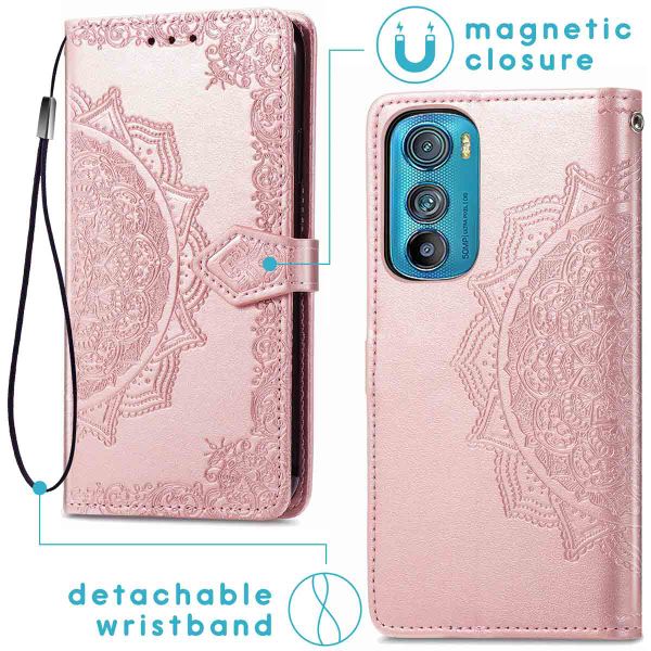 imoshion Etui de téléphone portefeuille Mandala Motorola Edge 30 - Rose Dorée