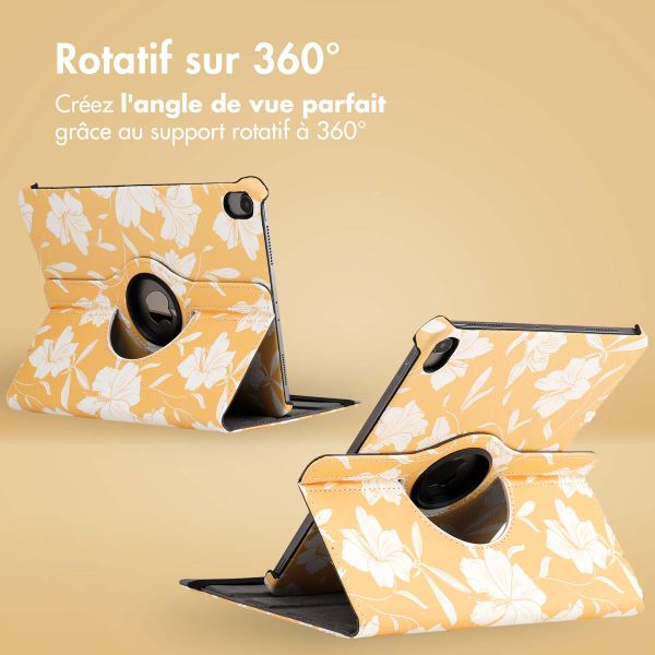 imoshion Coque tablette Design rotatif à 360° Apple iPad Air 5 (2022) / Air 4 (2020) - Yellow Flowers